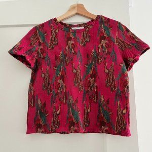 Zara Pink and Green Patterned Top